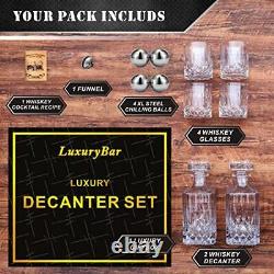 2 Whiskey Decanter Set with Glasses 4ChillBall LuxuryBar Tequila Bourbon Deca