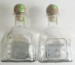 2 x Patron Silver Tequila Empty Bottles & Corks 750ml Arts Crafts Decor
