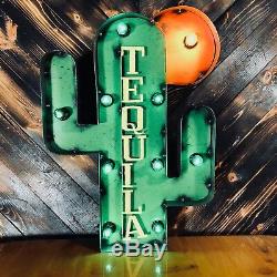 3D Metal Lighted Marquee Sign Tequila Saguaro Cactus