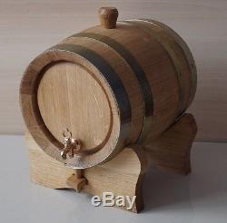 3L Brass Band Oak Barrel for whiskey tequila wine bourbon HAND MADE OAK WOOD