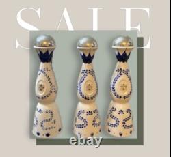 3 PC Clase Azul Reposado Tequila Empty Bottle Hand Painted 750ML