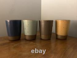 4 East Fork Pottery Juice Cups Malibu, Tequila Sunrise, Lapis, Prune