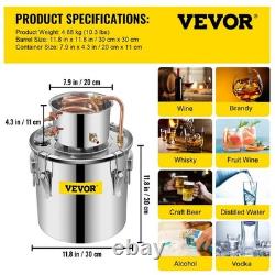 5Gal Alcohol Distiller Kit Stainless Steel Home Brewing, Copper Tube, Thermome