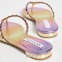 $650 Aquazzura Women Multicolor Tequila Crystal Flip Flop Sandal Shoe EU 37 US 7