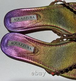 $650 Aquazzura Women Multicolor Tequila Crystal Flip Flop Sandal Shoe EU 37 US 7