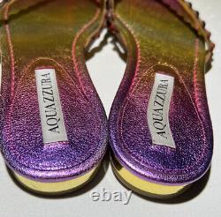 $650 Aquazzura Women Multicolor Tequila Crystal Flip Flop Sandal Shoe EU 37 US 7