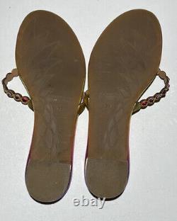 $650 Aquazzura Women Multicolor Tequila Crystal Flip Flop Sandal Shoe EU 37 US 7