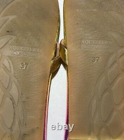 $650 Aquazzura Women Multicolor Tequila Crystal Flip Flop Sandal Shoe EU 37 US 7