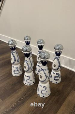 6 Clase Azul Reposado Empty Tequila Bottle 750ml Hand Painted Decanter Logo