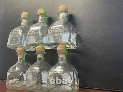 (6) Six PATRON Silver Tequila 750 mL Empty BOTTLES with Corks FREE SHIPPING