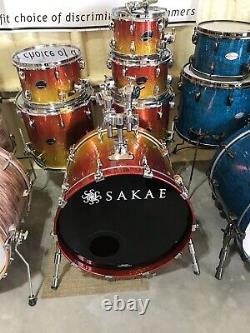 6-piece Sakae Almighty Birch drum set. Tequila lacquer finish