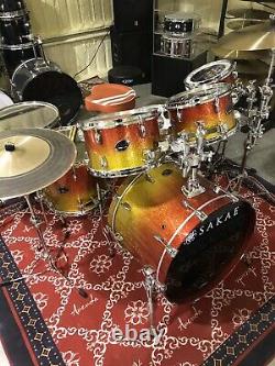 6-piece Sakae Almighty Birch drum set. Tequila lacquer finish