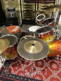 6-piece Sakae Almighty Birch drum set. Tequila lacquer finish