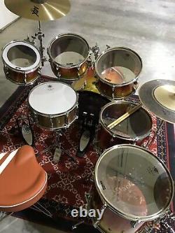 6-piece Sakae Almighty Birch drum set. Tequila lacquer finish