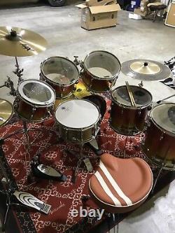 6-piece Sakae Almighty Birch drum set. Tequila lacquer finish