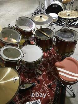 6-piece Sakae Almighty Birch drum set. Tequila lacquer finish