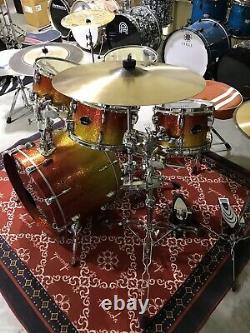 6-piece Sakae Almighty Birch drum set. Tequila lacquer finish