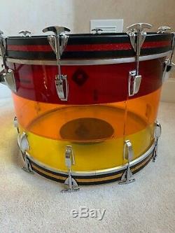 70s Ludwig 22 X 14 Tequila Sunrise Bass Drum Blue Olive Badge