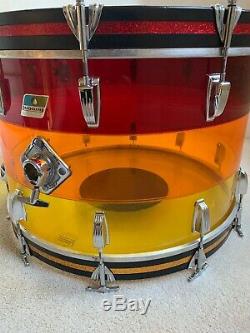 70s Ludwig 22 X 14 Tequila Sunrise Bass Drum Blue Olive Badge