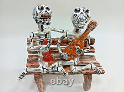 7 BENCH buddy tequila guitar catrina talavera ceramic mexican day of the dead