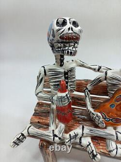 7 BENCH buddy tequila guitar catrina talavera ceramic mexican day of the dead