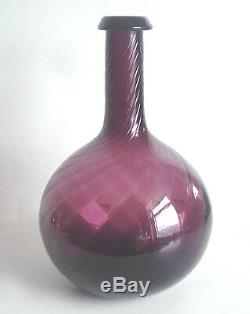 ANTIQUE Mouth Blown AMETHYST GLASS TEQUILA DECANTER BOTTLE With Pontil SIGNED M