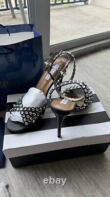 AQUAZZURA TEQUILA Crystals REPLICA Size 37 Black. Heel 10 Cm, Insole 26 Cm