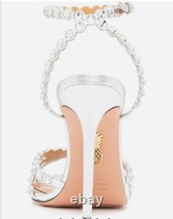 AQUAZZURA TEQUILA LAMINATED LEATHER SANDAL 105 (Size 37)