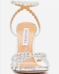 AQUAZZURA TEQUILA LAMINATED LEATHER SANDAL 105 (Size 37)