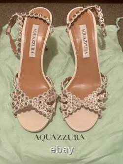 AQUAZZURA TEQUILA LAMINATED LEATHER SANDAL 105 (Size 37)