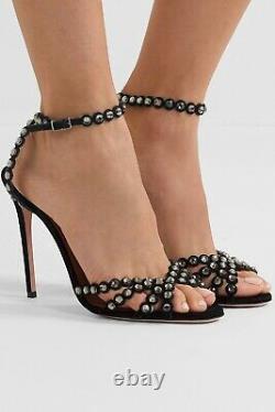 AQUAZZURA Tequila 105 crystal-embellished sandals Sz 36 $1,395