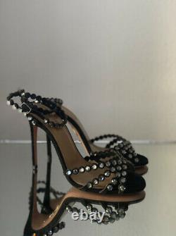 AQUAZZURA Tequila 105 crystal-embellished sandals Sz 36 $1,395