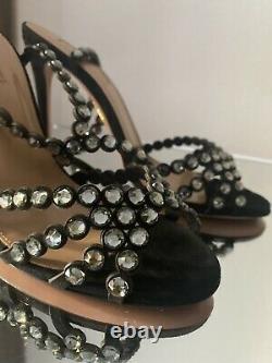 AQUAZZURA Tequila 105 crystal-embellished sandals Sz 36 $1,395