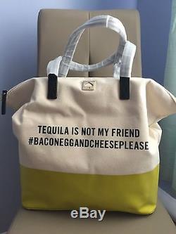 AUTHENTIC Kate Spade Call To Action Terry Tote Tequila is Not My Friend Canvas