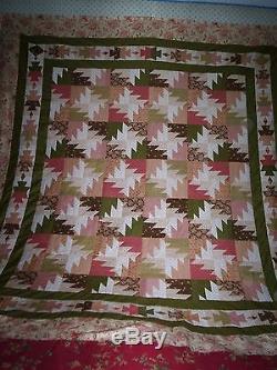 A Pretty Modified Tequila Buzz Pattern Bed Quilt Top 85 x 95 approx