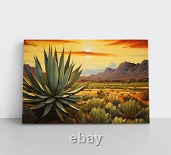 Agave Desert Landscape Painting Print Canvas Wall Art Mexico Tequila Bar Decor