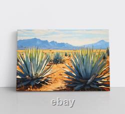 Agave Desert Landscape Painting Print Canvas Wall Art Mexico Tequila Bar Decor