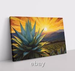 Agave Desert Landscape Painting Print Canvas Wall Art Mexico Tequila Bar Decor