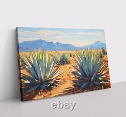 Agave Desert Landscape Painting Print Canvas Wall Art Mexico Tequila Bar Decor