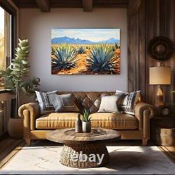 Agave Desert Landscape Painting Print Canvas Wall Art Mexico Tequila Bar Decor