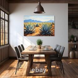 Agave Desert Landscape Painting Print Canvas Wall Art Mexico Tequila Bar Decor