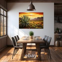 Agave Desert Landscape Painting Print Canvas Wall Art Mexico Tequila Bar Decor