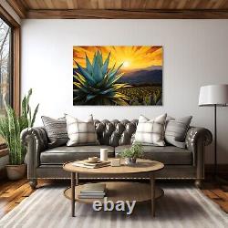 Agave Desert Landscape Painting Print Canvas Wall Art Mexico Tequila Bar Decor