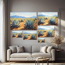 Agave Desert Landscape Painting Print Canvas Wall Art Mexico Tequila Bar Decor