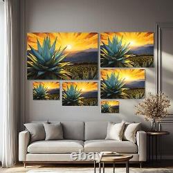 Agave Desert Landscape Painting Print Canvas Wall Art Mexico Tequila Bar Decor