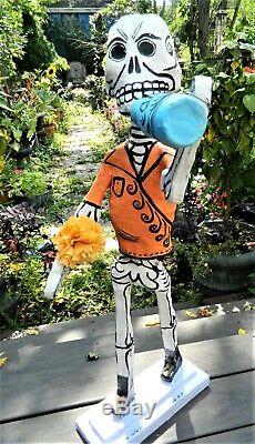 Amazing Day of the Dead Papier Mache TEQUILA DRINKER / signed A. GALICIA /1985