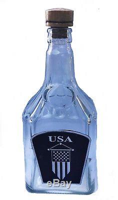 American Flag Cantina Set Bar With Bottle Decanter and 4 Tequila Shoot Glasses