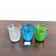 Antique Blue Green Clear Glass Tequila Shot Tumbler Set Of 3 Barware Old Gt255