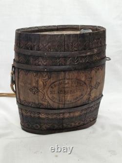 Antique Tequila Sauza Eladio Sauza Hand Carved Wooded Canteen Keg 1910s-30s