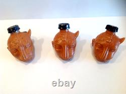Apocalypto Mexico Tequila Half Man/ Jaguar Ceramic Empty Bottle Lot of 3